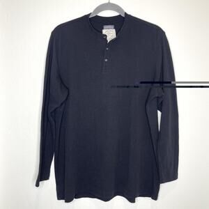 St John’s Bay Thermal Henley Shirt Mens 2XLT Black Long Sleeve